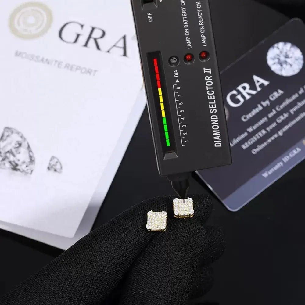 S925 & 1.8mm VVS Moissanite Square Stud Earrings - TONGSHOP / Length:16 / Length:18