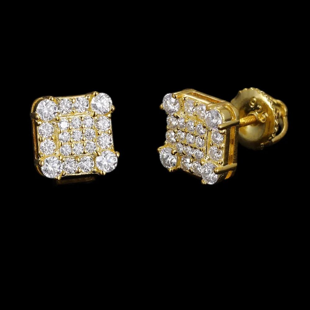 S925 & 1.8mm VVS Moissanite Square Stud Earrings - TONGSHOP / Length:16 / Length:18
