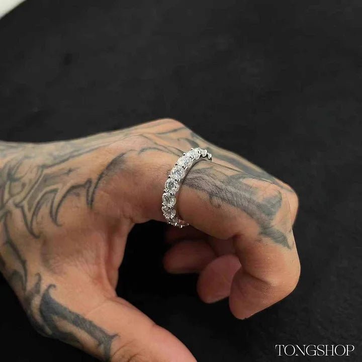 S925 4MM Full Moissanite Diamond Ring - TONGSHOP