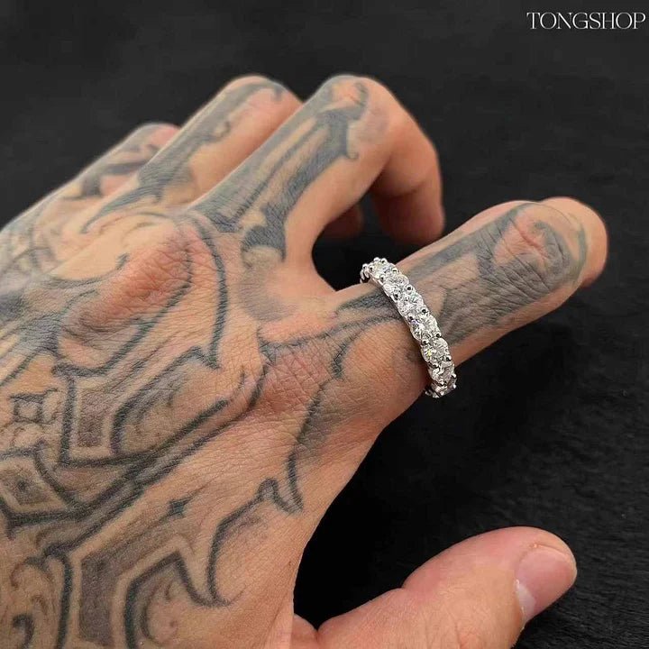 S925 4MM Full Moissanite Diamond Ring - TONGSHOP
