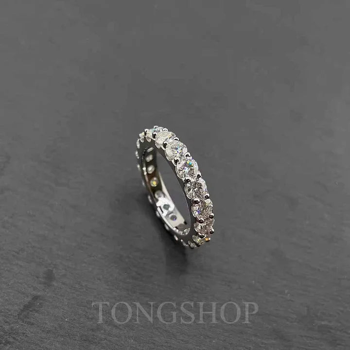 S925 4MM Full Moissanite Diamond Ring - TONGSHOP