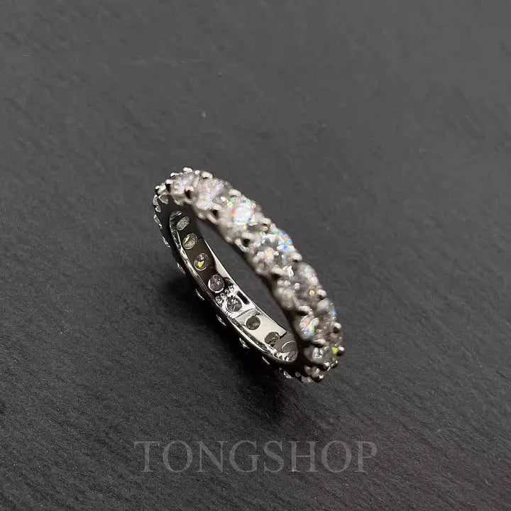 S925 4MM Full Moissanite Diamond Ring - TONGSHOP