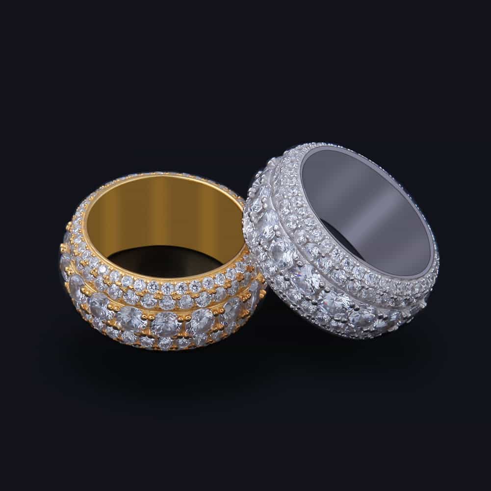 S925 Gold - Plated Micro Pave Full Diamond Ring - TONGSHOP