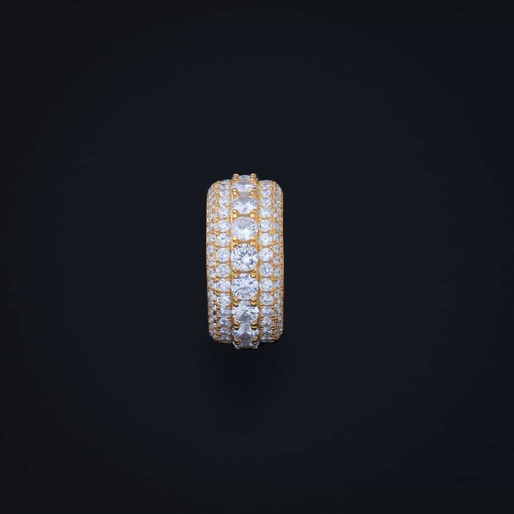 S925 Gold - Plated Micro Pave Full Diamond Ring - TONGSHOP
