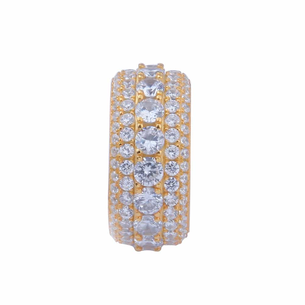 S925 Gold - Plated Micro Pave Full Diamond Ring - TONGSHOP
