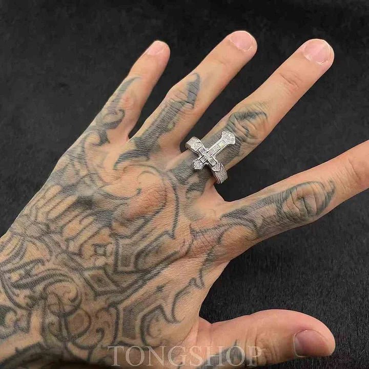 S925 Moissanite Cross Ring - TONGSHOP