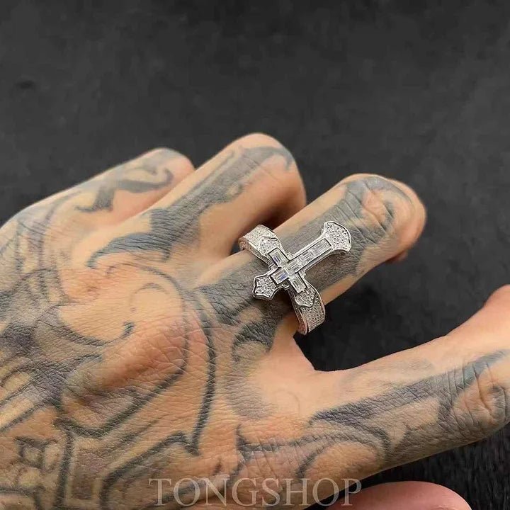 S925 Moissanite Cross Ring - TONGSHOP