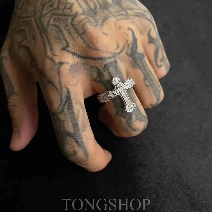 S925 Moissanite Cross Ring - TONGSHOP