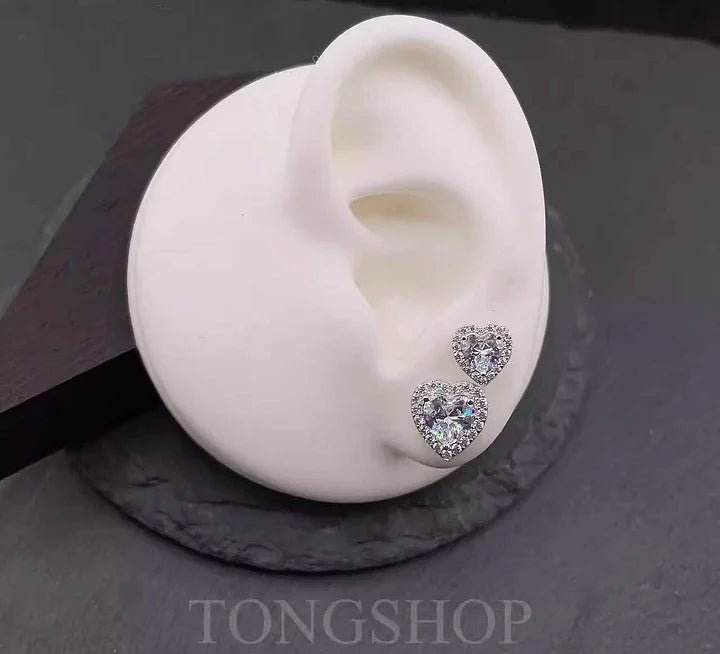 S925 Moissanite Heart - Shaped Rock Candy Earrings Love - TONGSHOP