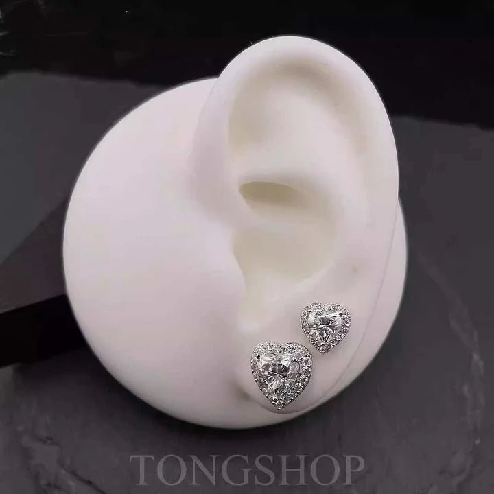 S925 Moissanite Heart - Shaped Rock Candy Earrings Love - TONGSHOP
