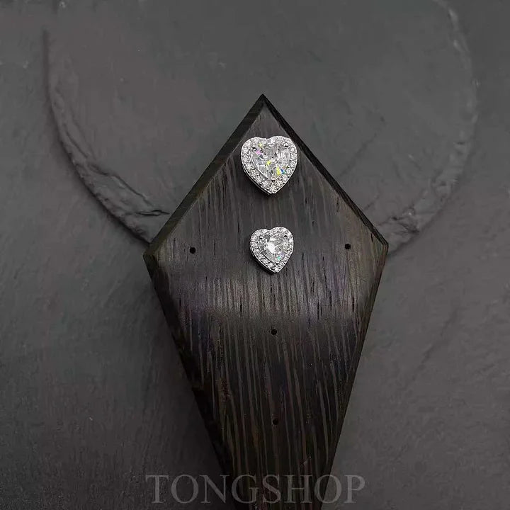 S925 Moissanite Heart - Shaped Rock Candy Earrings Love - TONGSHOP