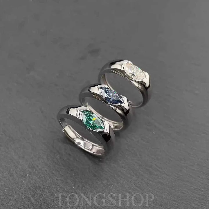S925 Moissanite Marquise Ring With Adjustable Opening - TONGSHOP