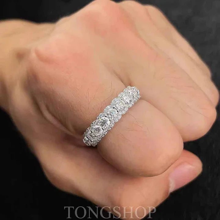 S925 Moissanite Rock Candy Ring Full Of Diamonds And Rows Of Diamonds Ring - TONGSHOP