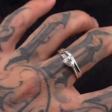 S925 Moissanite Triangular Geometric RinG With Adjustable Opening - TONGSHOP