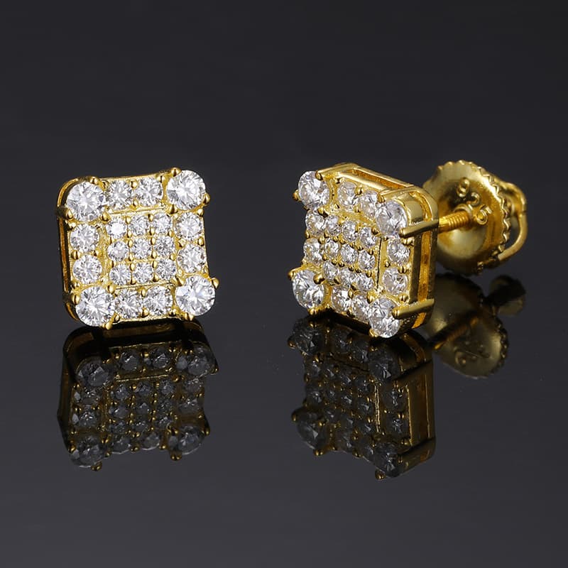 S925 VVS 1.8mm Square Moissanite Stud Earrings - TONGSHOP