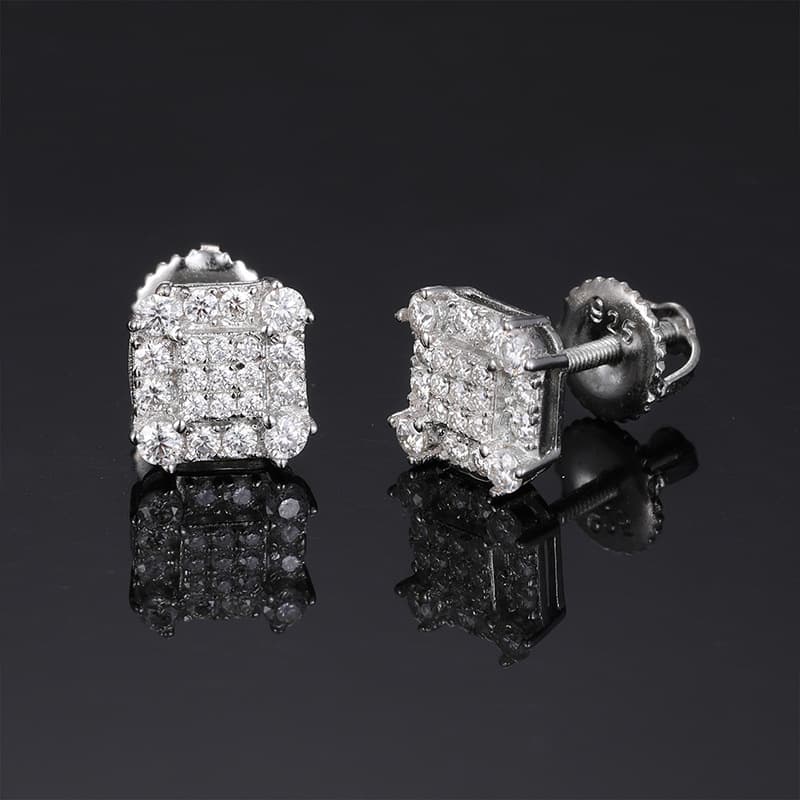 S925 VVS 1.8mm Square Moissanite Stud Earrings - TONGSHOP