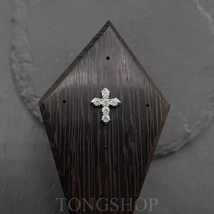 S925 VVS Moissanite Cross Stud Earrings - TONGSHOP