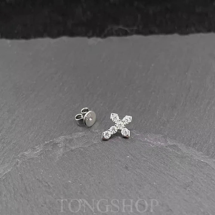 S925 VVS Moissanite Cross Stud Earrings - TONGSHOP
