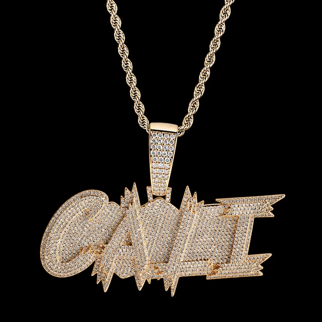 S925 & VVS Moissanite Custom Solid Ice - Block - Style Letter/Name Pendant - TONGSHOP / Length:16 / Length:18