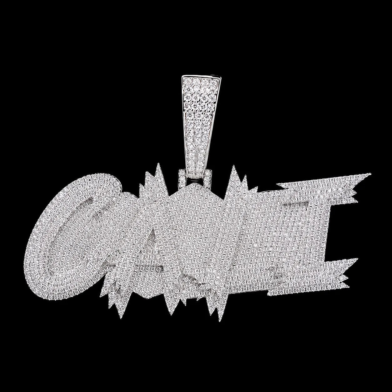 S925 & VVS Moissanite Custom Solid Ice - Block - Style Letter/Name Pendant - TONGSHOP / Length:16 / Length:18