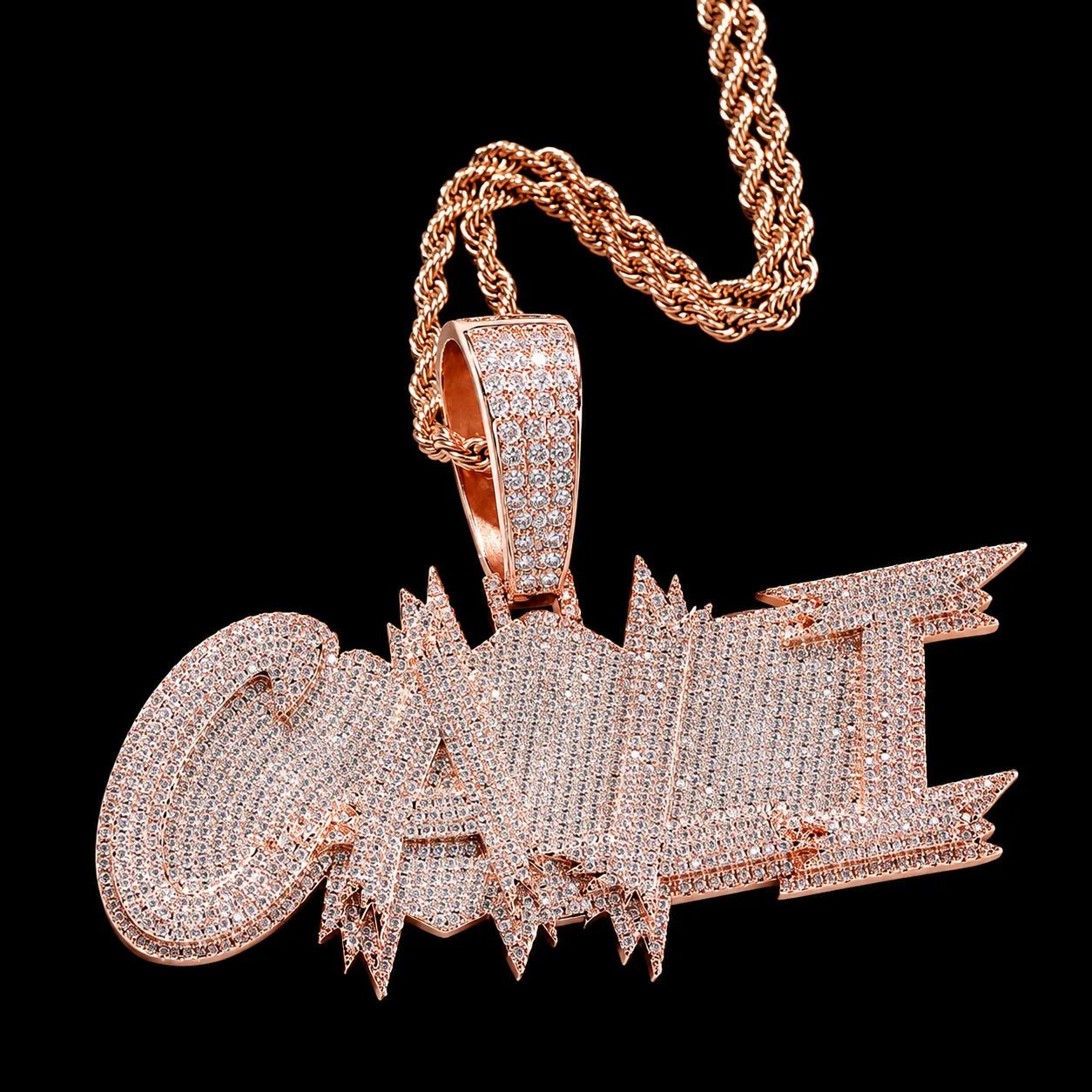 S925 & VVS Moissanite Custom Solid Ice - Block - Style Letter/Name Pendant - TONGSHOP / Length:16 / Length:18