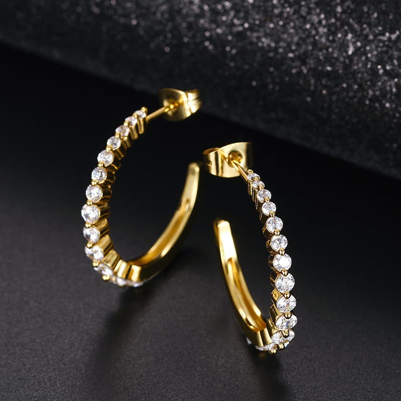 S925 VVS Moissanite Earrings in 18K Gold Plating for Hip - Hop Style - TONGSHOP