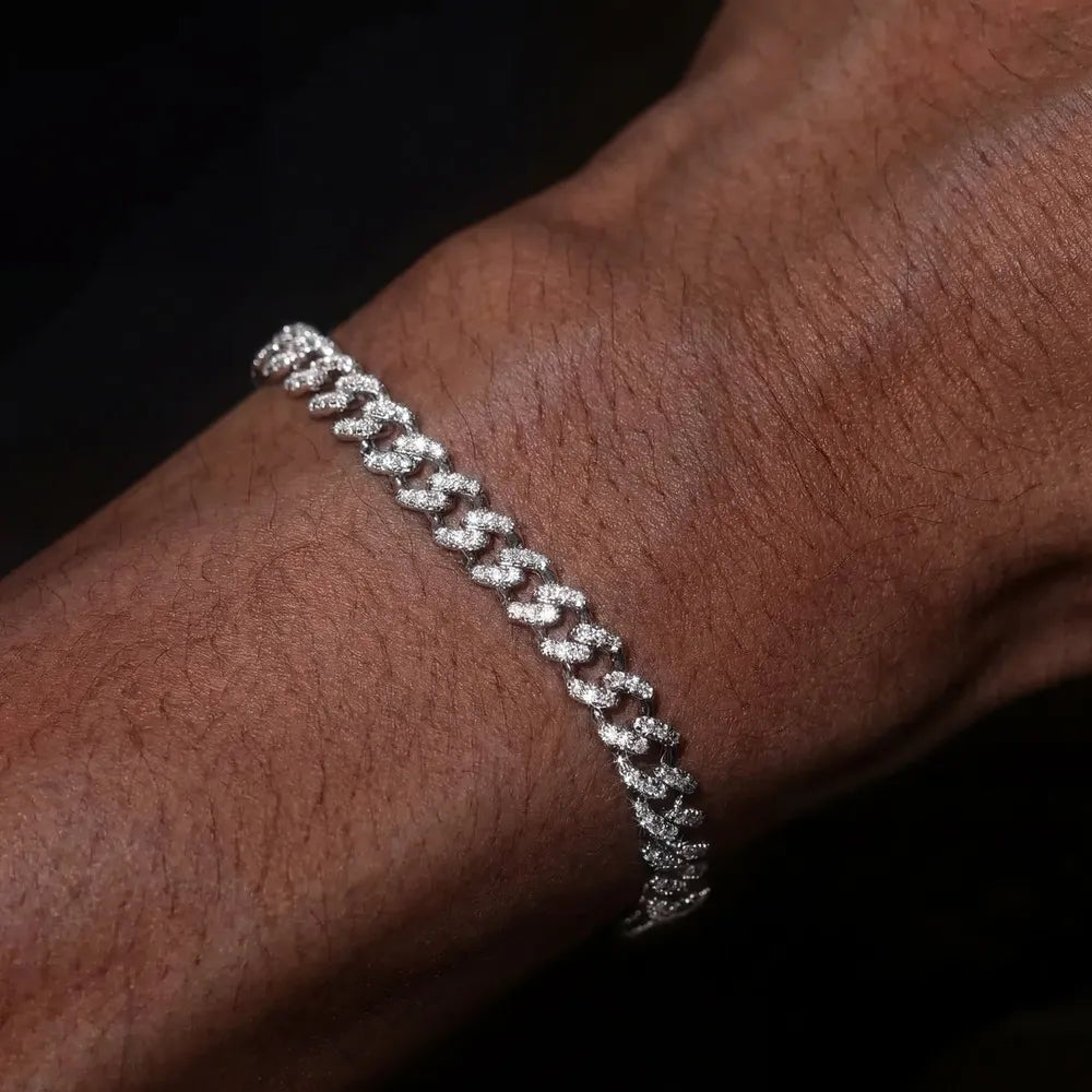 S925 & VVS Moissanite Iced Cuban Link Bracelet - 6mm - TONGSHOP / Length:16 / Length:18