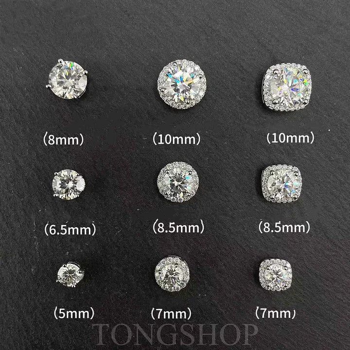 S925 VVS Moissanite Magnetic Earrings Four Claws & Rock Sugar Cube Starry Stars Full Diamond Earrings - TONGSHOP