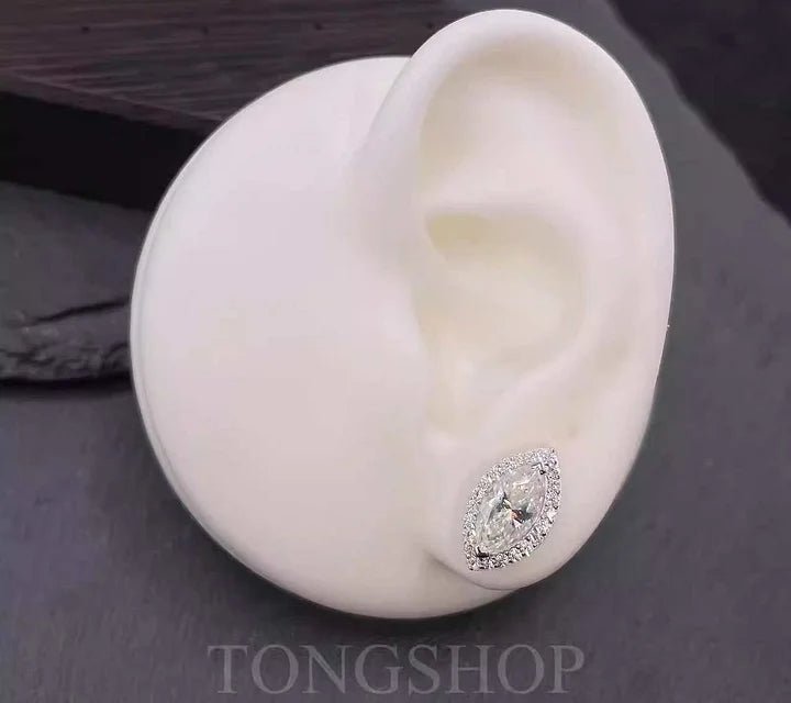 S925 VVS Moissanite Marquise 1 Carat Earrings Marquise Diamond - TONGSHOP