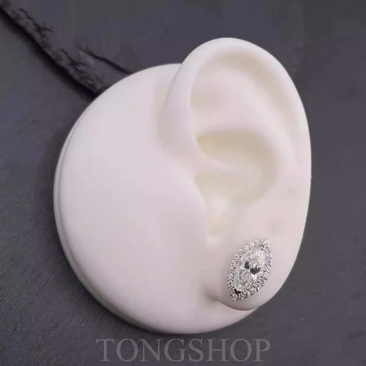 S925 VVS Moissanite Marquise 1 Carat Earrings Marquise Diamond - TONGSHOP