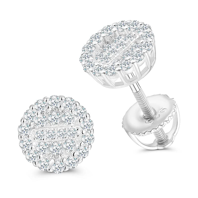 S925 VVS Moissanite Round Stud Earrings in 18K Gold - TONGSHOP