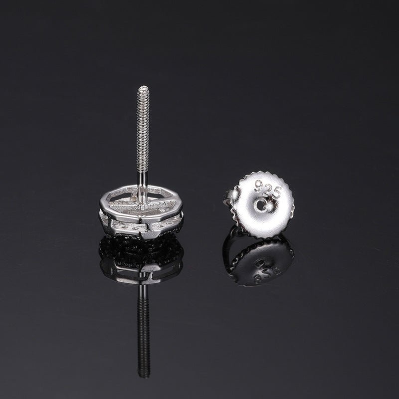 S925 VVS Moissanite Round Stud Earrings in 18K Gold Overlay - TONGSHOP