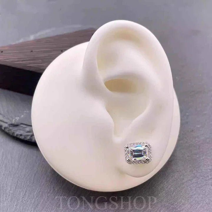 S925 VVS Moissanite T Square Earrings - TONGSHOP