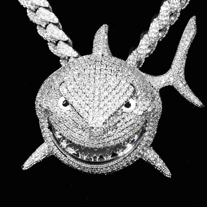 Small Version Of 6ix9ine’s Same Diamond - Encrusted Fat Shark Pendant - TONGSHOP
