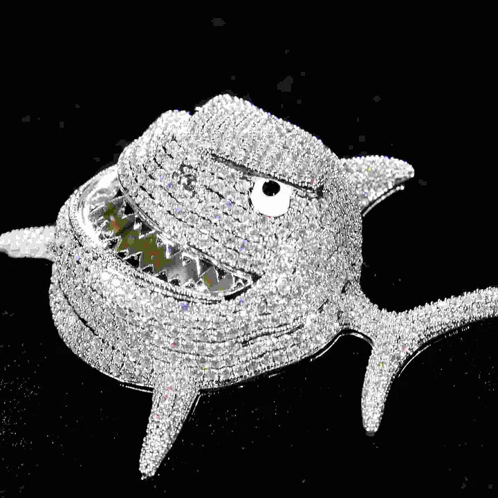 Small Version Of 6ix9ine’s Same Diamond - Encrusted Fat Shark Pendant - TONGSHOP