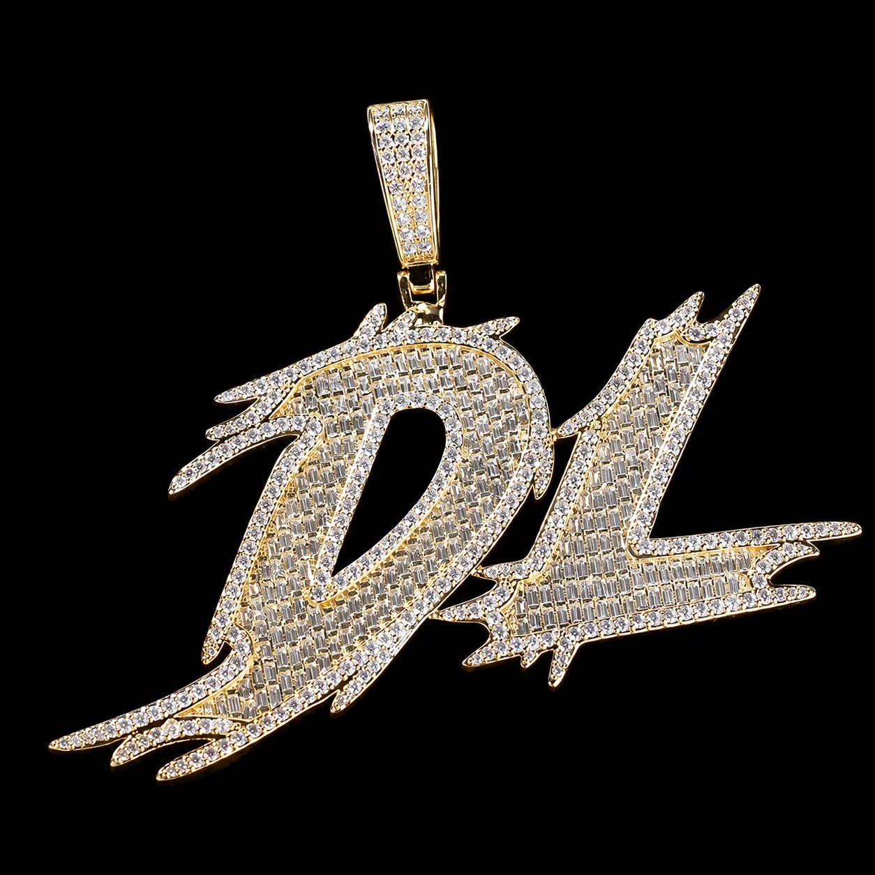 Solid Custom Diamond - Set Spiked Letter Pendant - TONGSHOP / Length:16 / Length:18