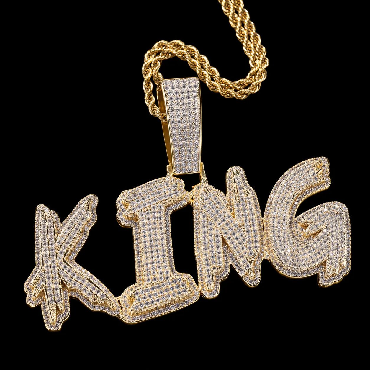 Solid Diamond - Set Custom Name/Initial Pendant - TONGSHOP / Length:16 / Length:18