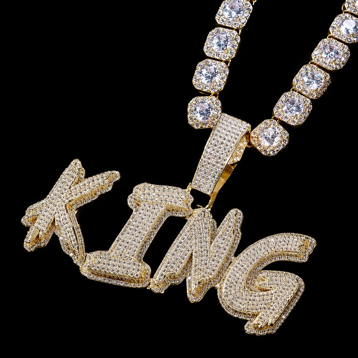 Solid Diamond - Set Custom Name/Initial Pendant - TONGSHOP / Length:16 / Length:18