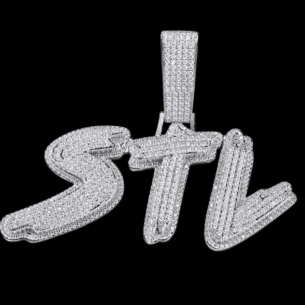 Solid Diamond - Set Custom Name/Initial Pendant - TONGSHOP / Length:16 / Length:18