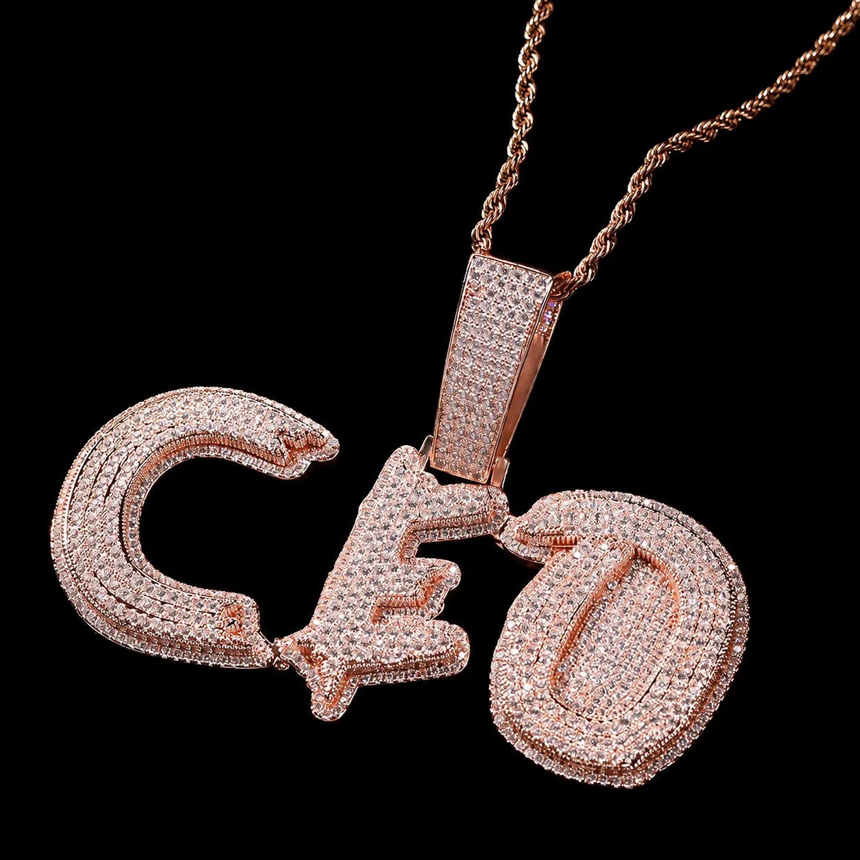 Solid Diamond - Set Custom Name/Initial Pendant - TONGSHOP / Length:16 / Length:18