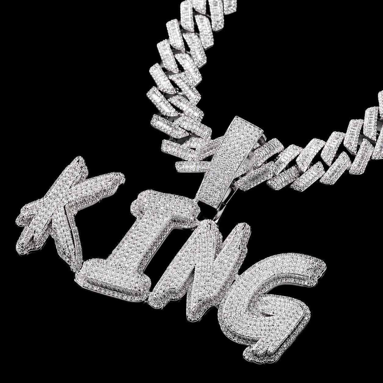 Solid Diamond - Set Custom Name/Initial Pendant - TONGSHOP / Length:16 / Length:18