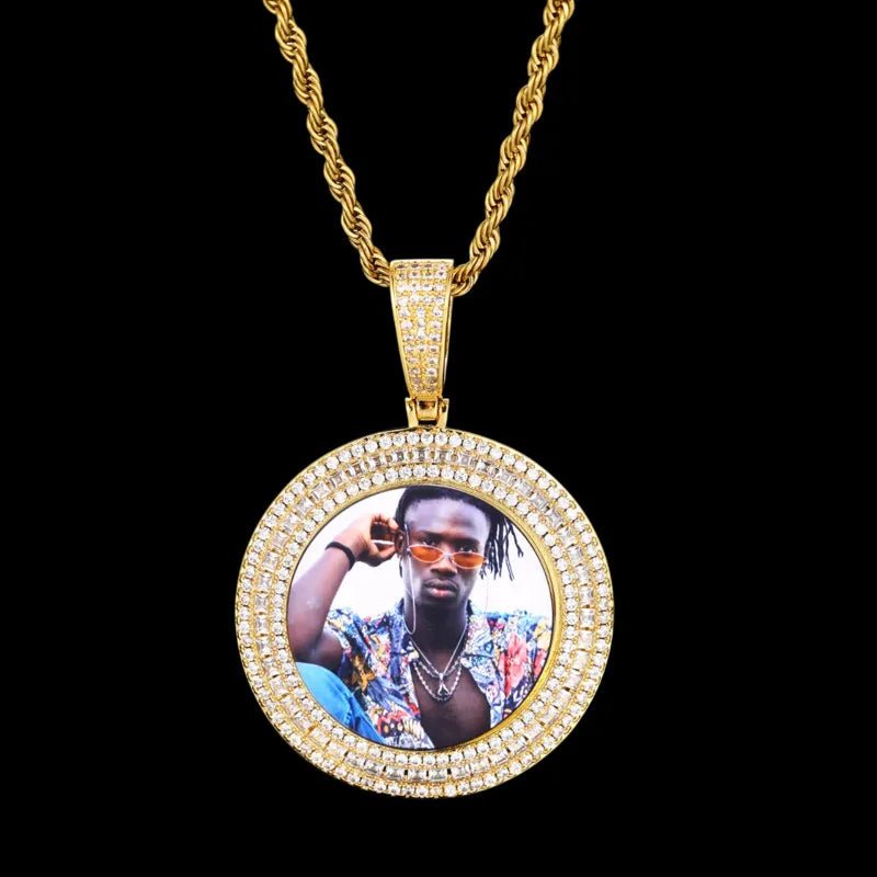 Solid Ice Custom 3D Photo Round Pendant - 40mm - TONGSHOP / Length:16 / Length:18