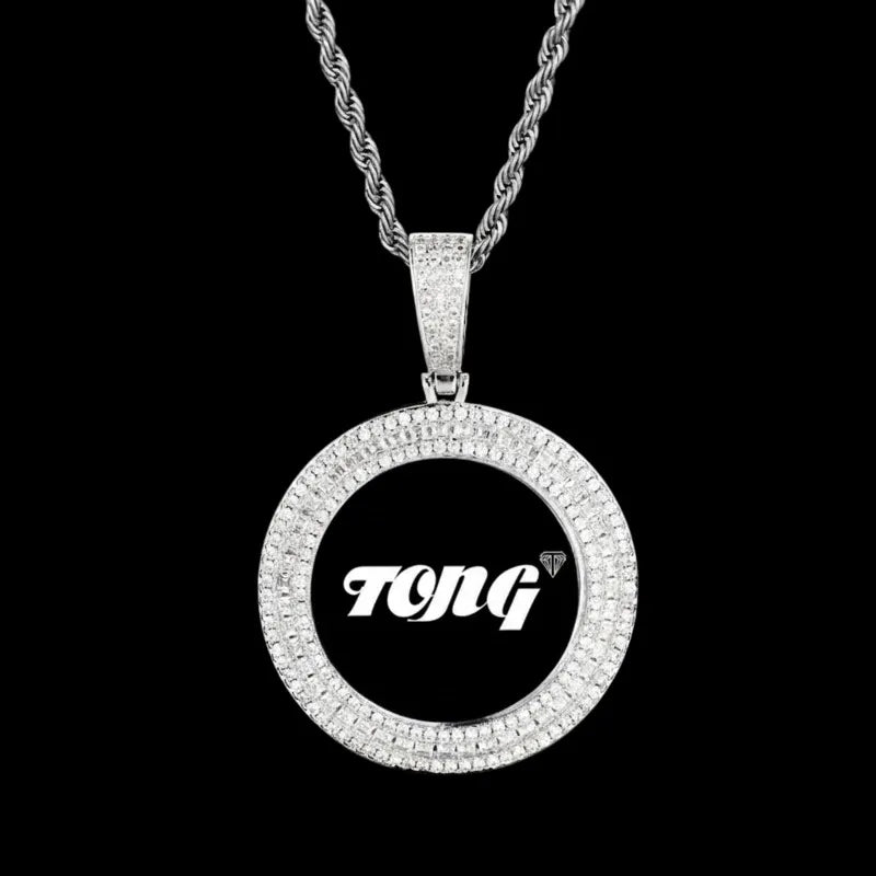 Solid Ice Custom 3D Photo Round Pendant - 40mm - TONGSHOP / Length:16 / Length:18