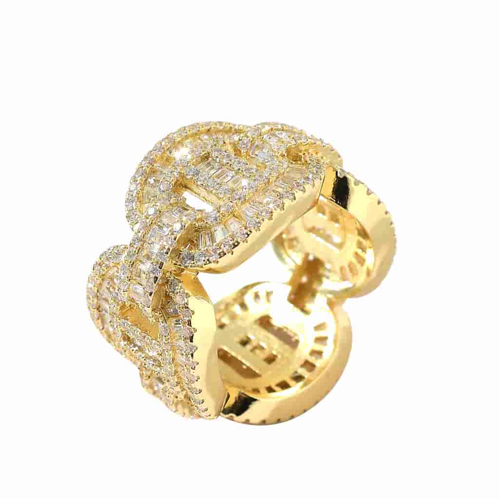 Square and Round Mixed Diamond T Ring - TONGSHOP