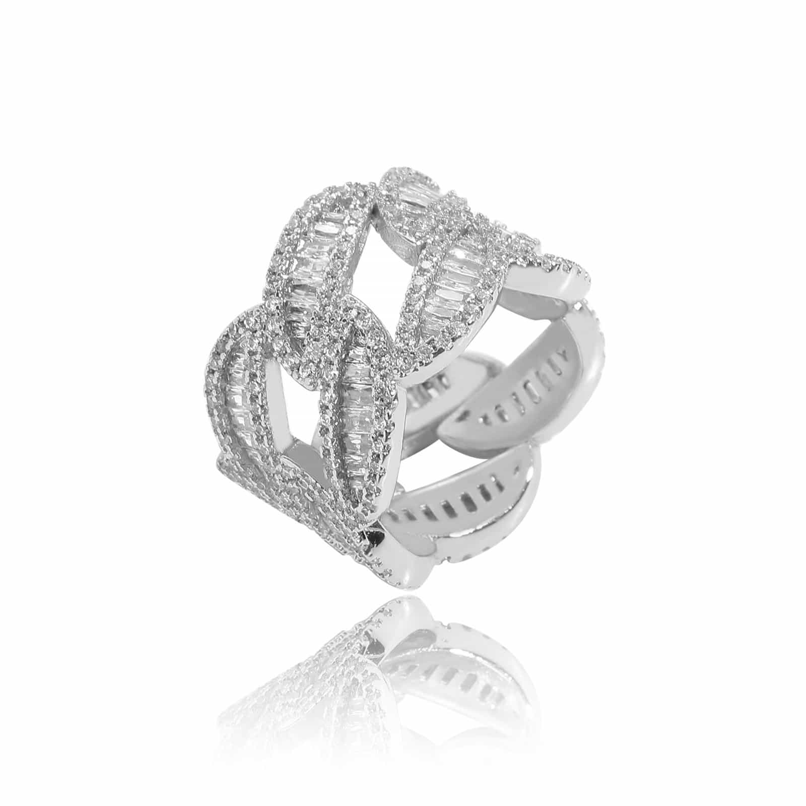 T - Shaped Diamond Set Ring - TONGSHOP