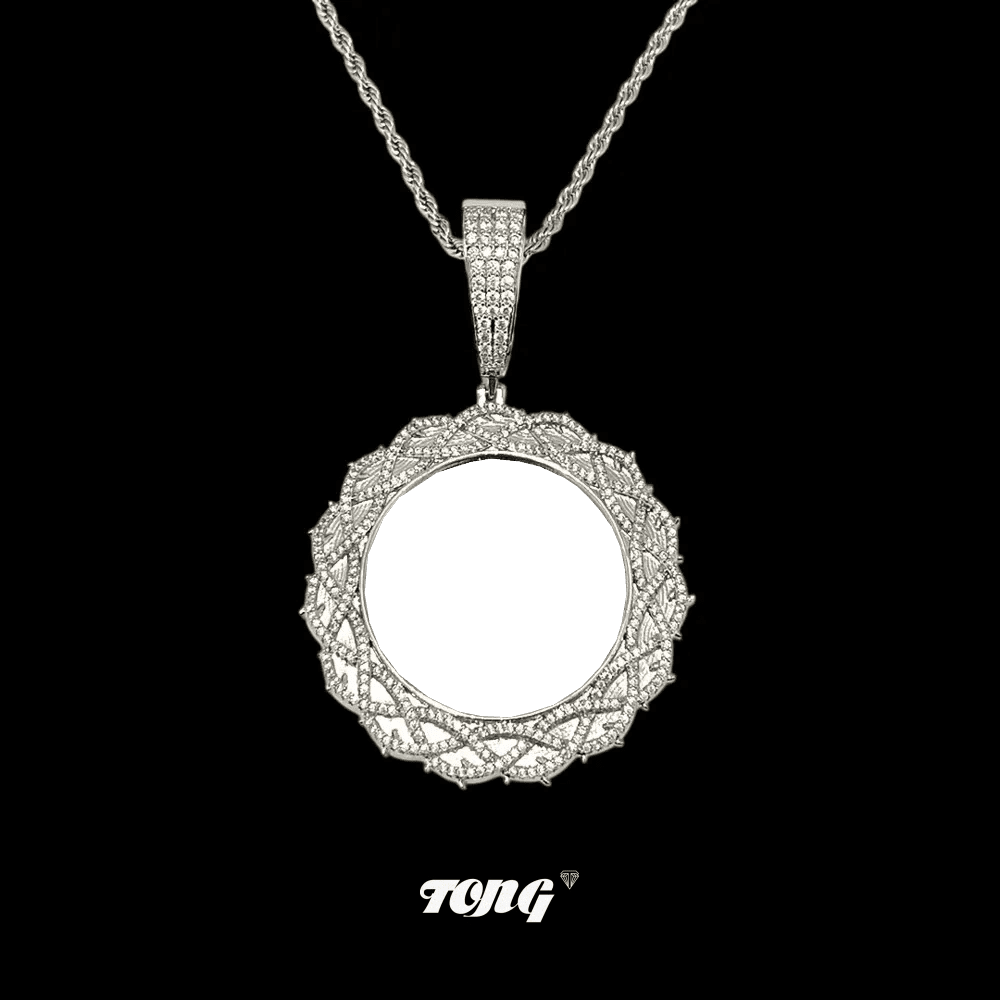 Thorn Sunflower Custom Photo Round Pendant - 55mm - TONGSHOP / Length:16 / Length:18