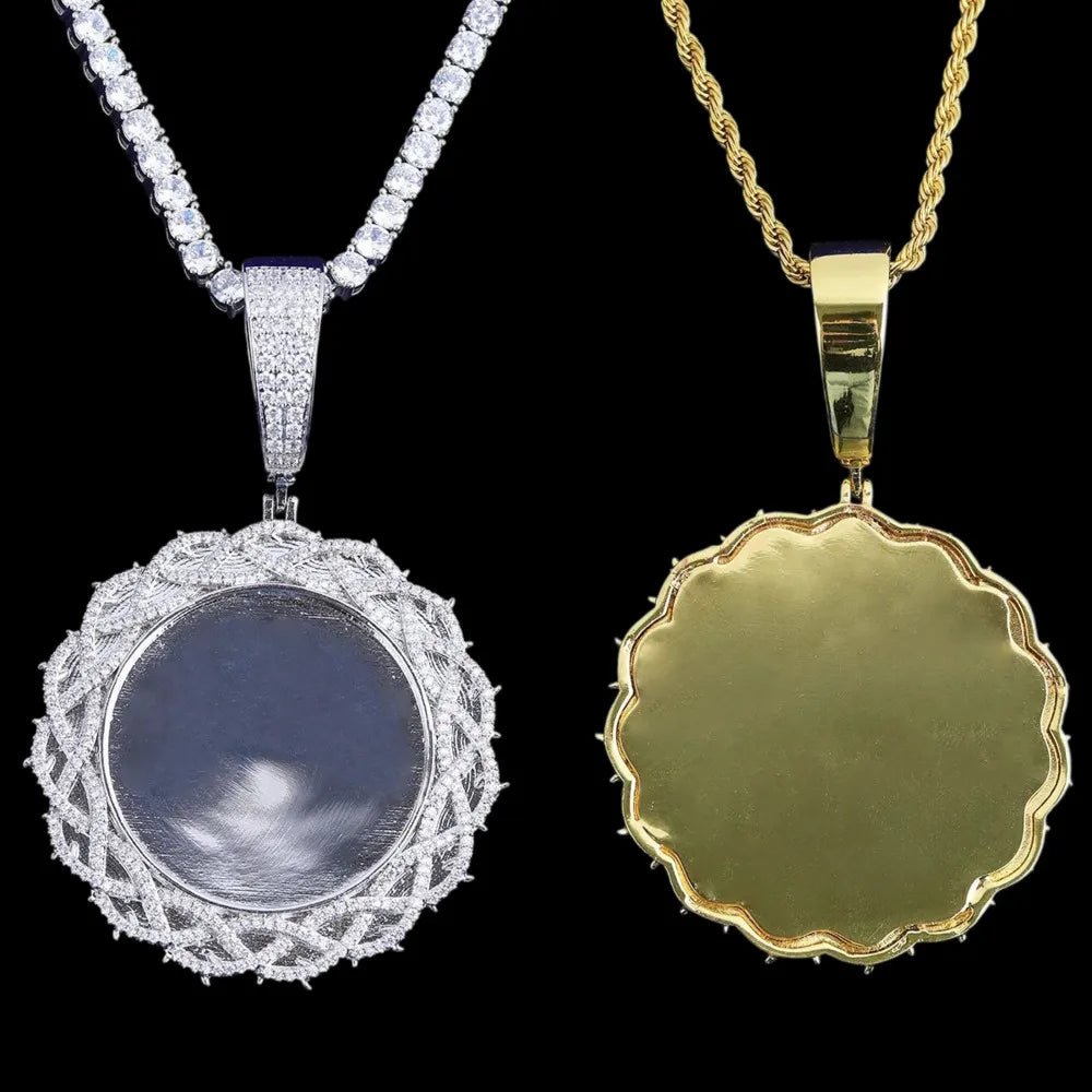 Thorn Sunflower Custom Photo Round Pendant - 55mm - TONGSHOP / Length:16 / Length:18