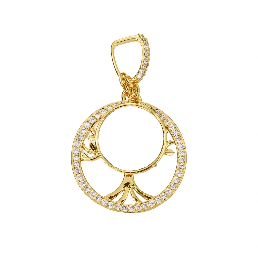 Tree of Life Memory Custom Photo Round Pendant - 35mm - TONGSHOP / Length:16 / Length:18