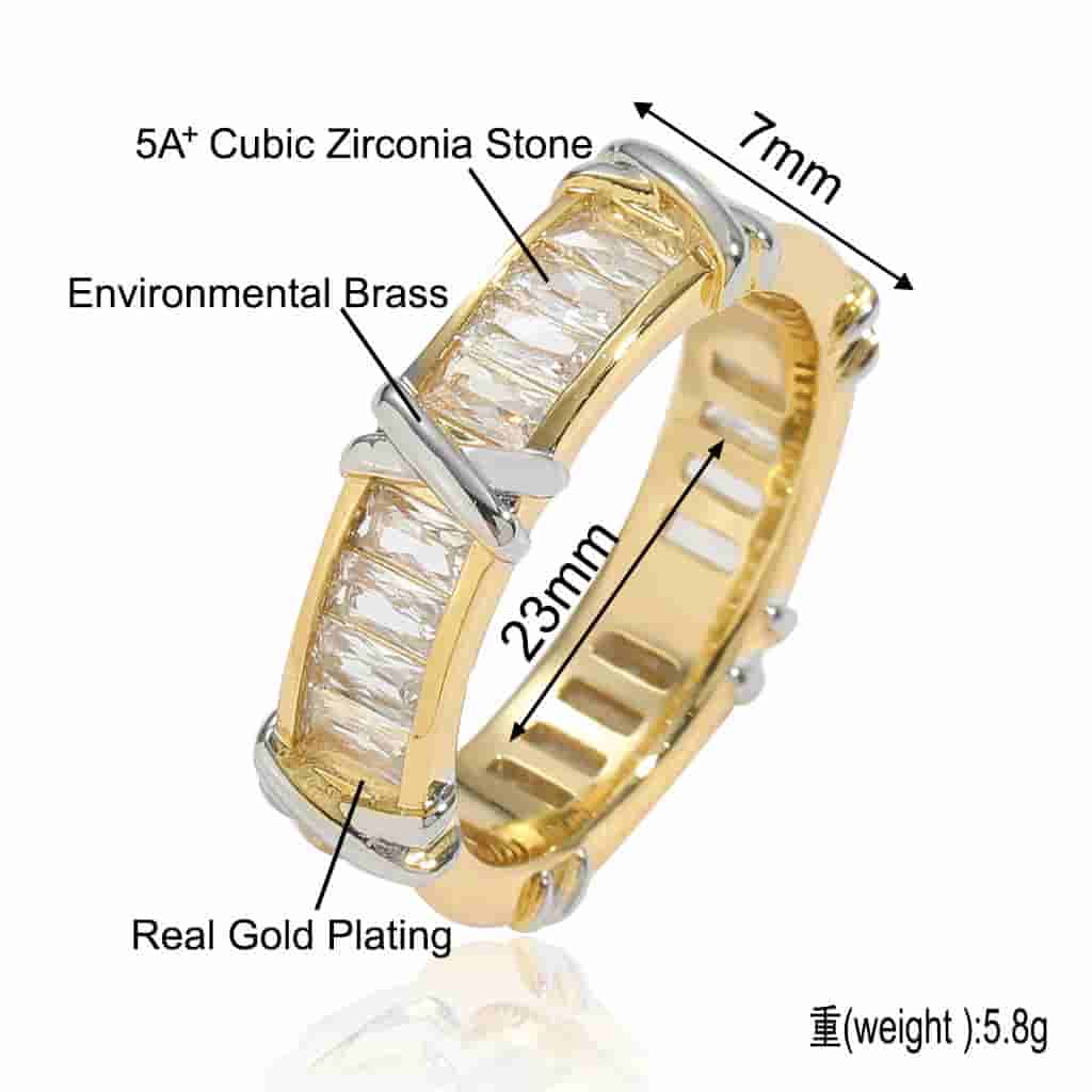 Two - Tone Crossed T - Shaped Diamond Ring - TONGSHOP