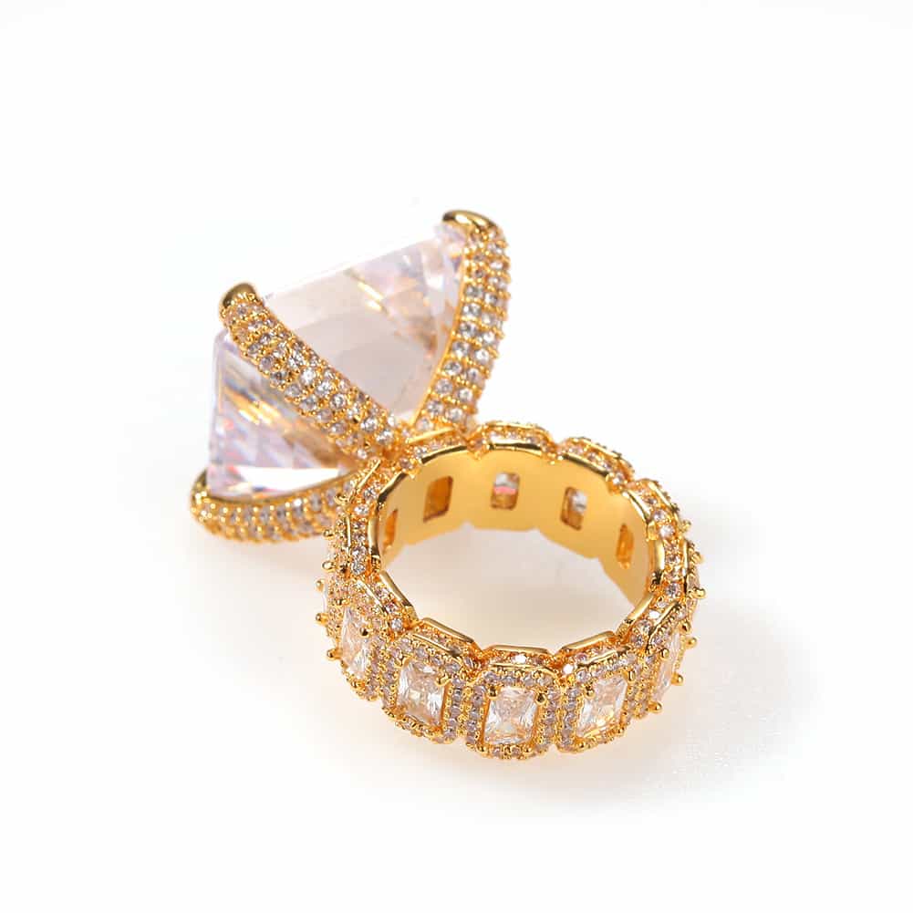 Vintage Gold - Plated Diamond Hip - Hop Ring - TONGSHOP